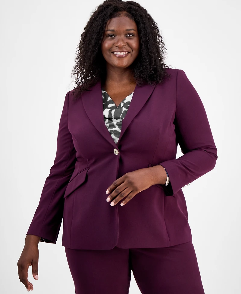 Tahari Asl Plus Single-Button Blazer