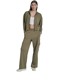 Dkny Sport Women's Drop-Shoulder High-Line Zip Scuba Hoodie