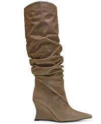 Steve Madden Women's Distortion Knee-High Slouch Wedge Boots