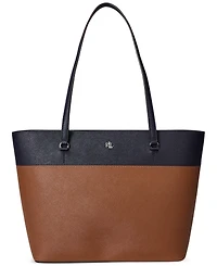 Lauren Ralph Lauren Striped Leather Medium Karly Tote Bag