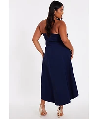 Quiz Women's Plus Bandeau Dip Hem Dress