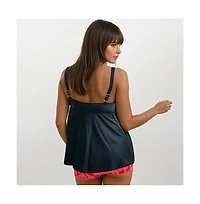 Calypsa Women's Amber Flared Tankini Swim Top With Adjustable Straps and Removable Cups