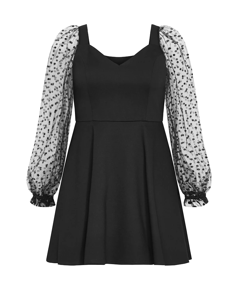 City Chic Women's Asher Spot Sleeve Skater Dress