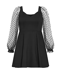 City Chic Women's Asher Spot Sleeve Skater Dress