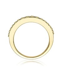 Genevive 14K Gold Plated with Green and Clear Cubic Zirconia Band Ring