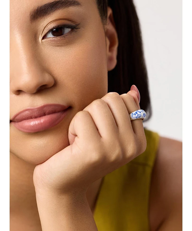Ana Luisa Enamel Ring - Wrenley Marble Blue