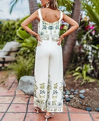 Cupshe Women's Tropical Print Wide Leg Jumpsuit