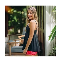 Calypsa Plus Amber Flared Tankini Swim Top With Adjustable Straps and Removable Cups