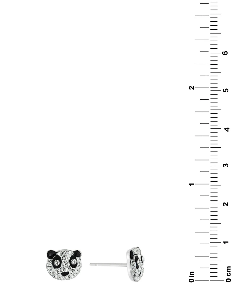 Crystal Pave Panda Head Stud Earrings in Sterling Silver, Exclusively at Macy's