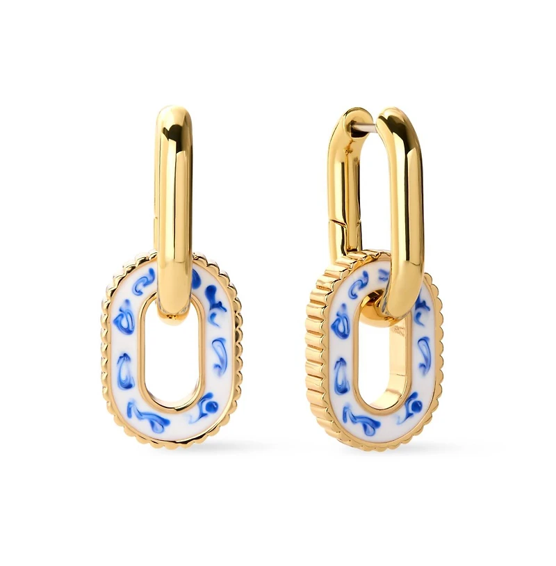 Ana Luisa Double Hoop Earrings - Ash Double Marble Blue