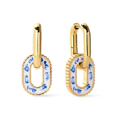Ana Luisa Double Hoop Earrings - Ash Double Marble Blue