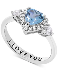 Amethyst (5/8 ct.t.w.) and White Topaz (1/2 'I Love You' Message Ring Sterling Silver