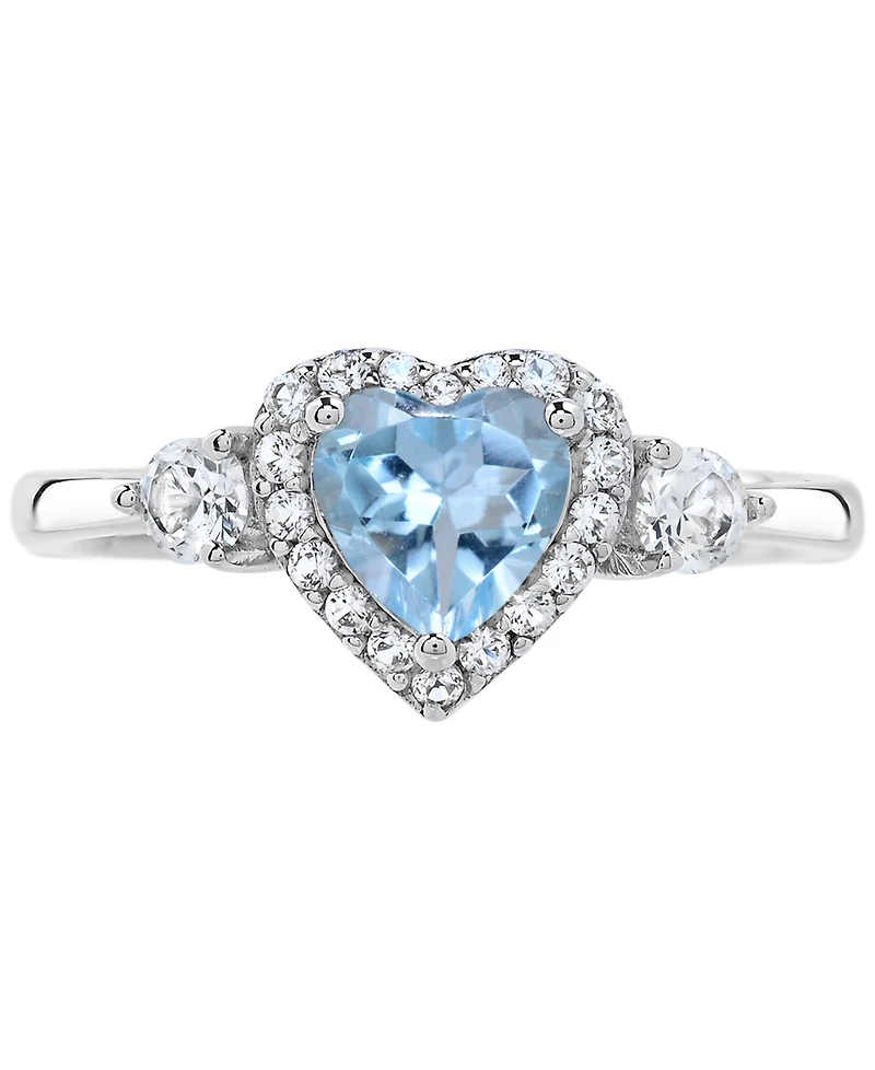 Amethyst (5/8 ct.t.w.) and White Topaz (1/2 'I Love You' Message Ring Sterling Silver