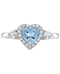 Amethyst (5/8 ct.t.w.) and White Topaz (1/2 'I Love You' Message Ring Sterling Silver