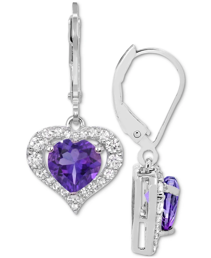 Lab-Grown Pink Sapphire (2-7/8 ct. t.w) and White Earrings Sterling Silver