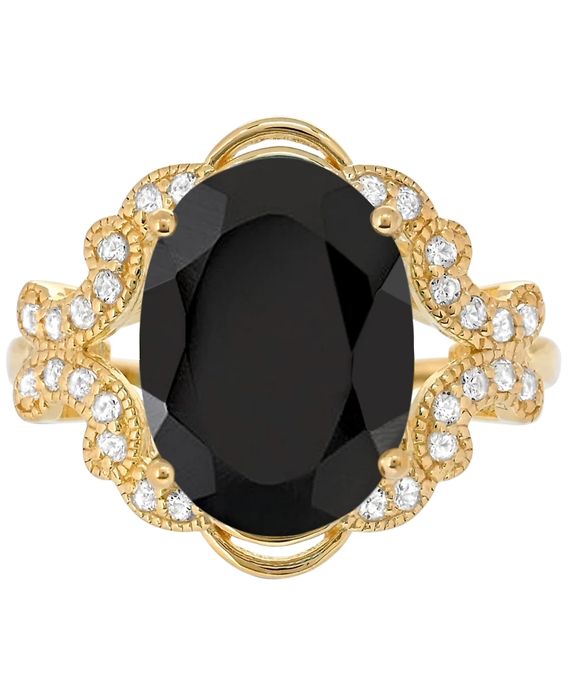 Blue Topaz (7 ct. t.w) Oval Ring 14K Gold Plated Sterling Silver