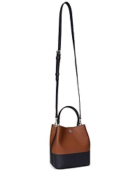 Lauren Ralph Lauren Two-Tone Leather Small Reese Bucket Bag