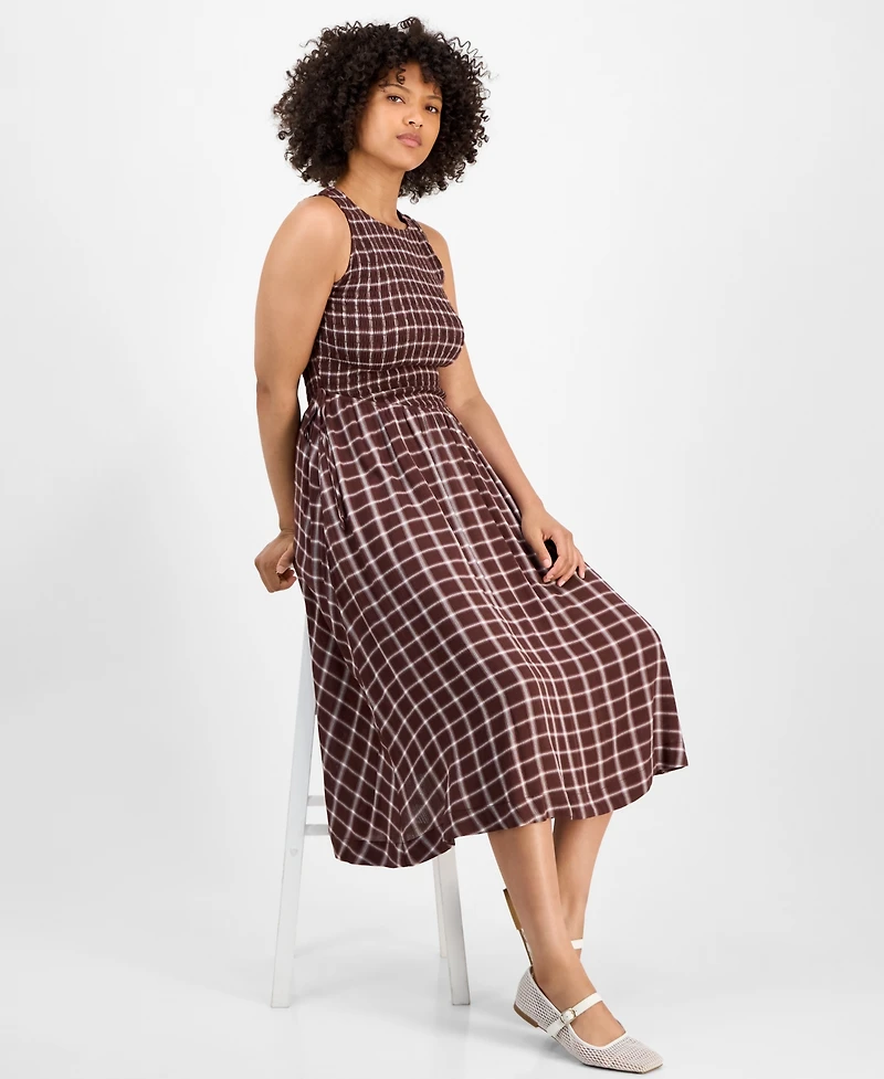 And Now This Women's Printed Smocked Sleeveless Midi Dress, Macy's Exclusive
