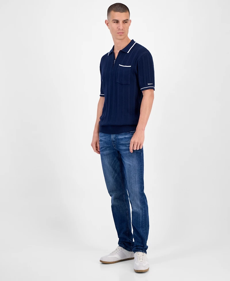 Karl Lagerfeld Paris Men's Half-Zip Knit Polo Shirt