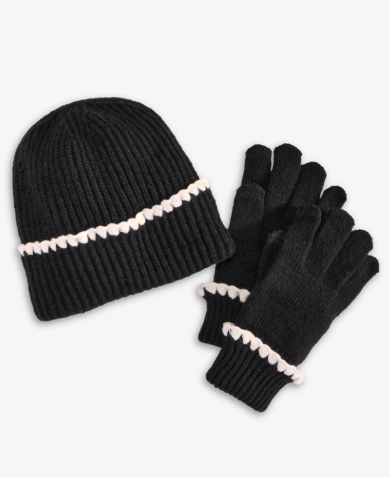 On 34th Ribbed Beanie & Gloves Boxed Set, Macy's Exclusive