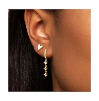 14K Gold-Plated, Enamel White Heart Stud Earrings