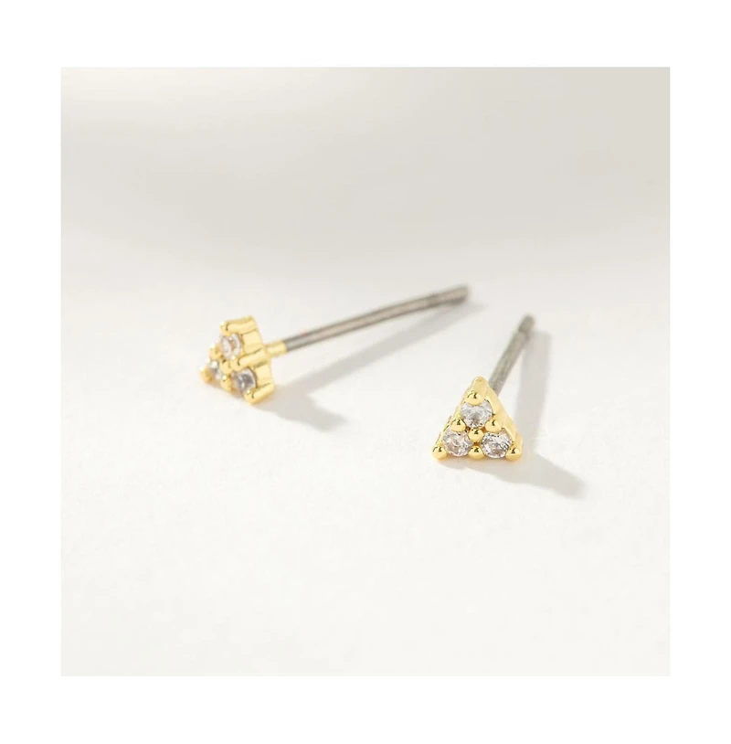14K Gold-Plated Every Angle Stud Earrings, 0.12"
