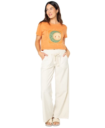 Roxy Juniors' Sol Y Luna Graphic Crewneck Short-Sleeve Cotton T-Shirt