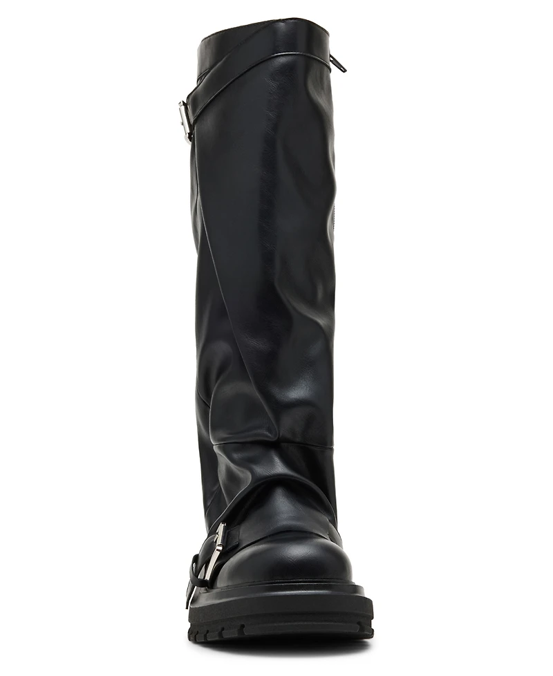 Madden Girl Women's Restore Knee-High Slouchy Lug-Sole Moto Boots