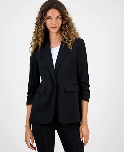 Bar Iii Women's Crepe One-Button Scrunched-Sleeve Jacket, Macy's Exclusive
