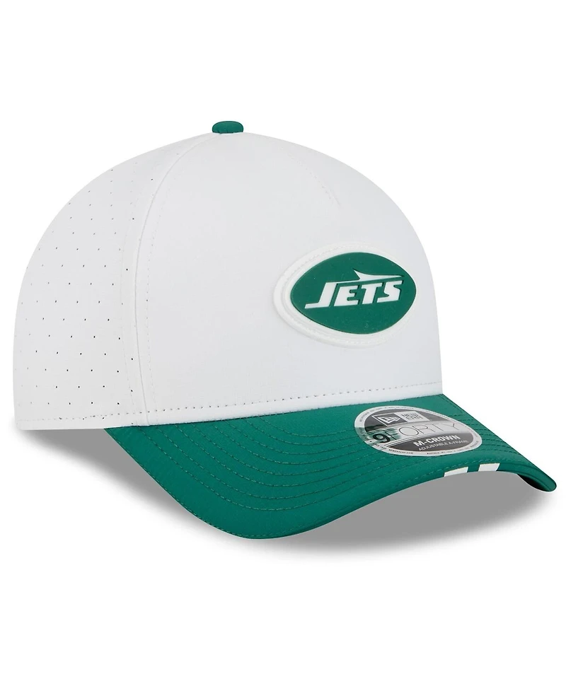 New Era Men's White/Green New York Jets 2025 Nfl Training Camp A-Frame 9FORTY Adjustable Hat