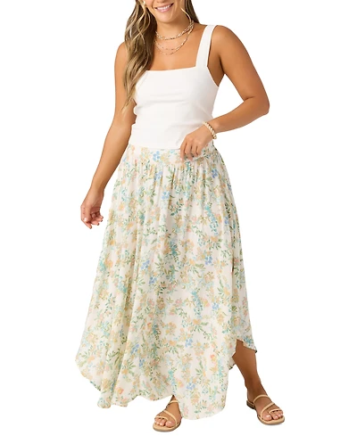 O'Neill Juniors' Marnie Naomi Floral-Print Asymmetric-Hem Skirt