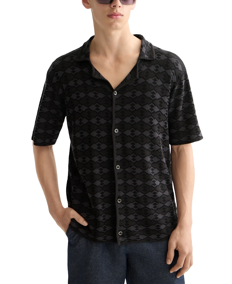 Scotch & Soda Men's Short Sleeve Tone on Button-Front Shirt