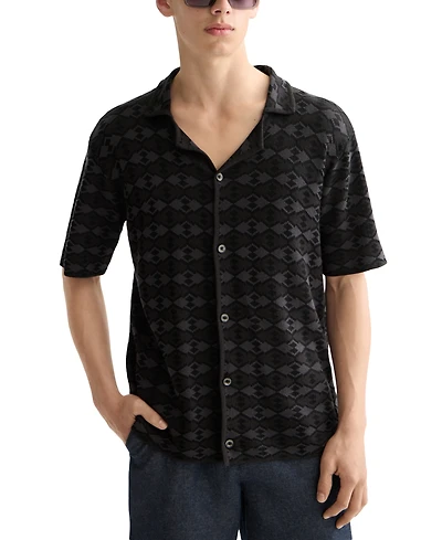 Scotch & Soda Men's Short Sleeve Tone on Button-Front Shirt