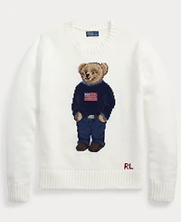 Polo Ralph Lauren Women's Bear Linen-Cotton Crewneck Sweater