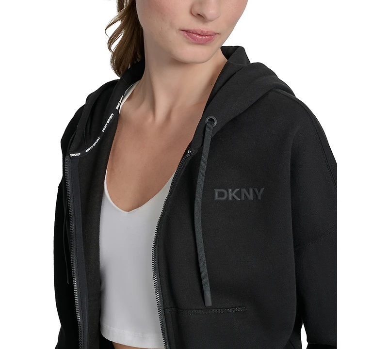 Dkny Women's Silicone Logo Full-Zip Hoodie