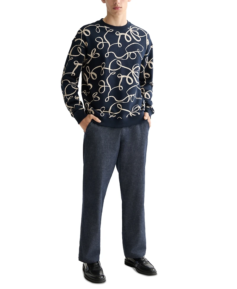 Scotch & Soda Men's Relaxed Fit Long Sleeve Ribbon Print Sweatshirt