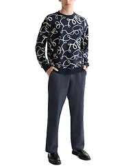 Scotch & Soda Men's Relaxed Fit Long Sleeve Ribbon Print Sweatshirt