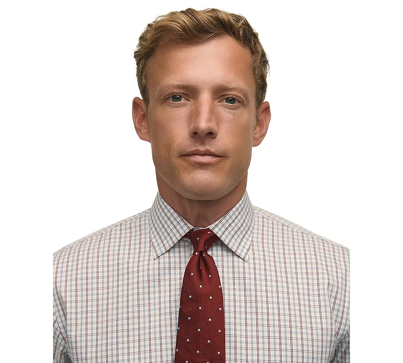 Brooks Brothers Men's Regular-Fit Spread Collar Windowpane Dress Shirt