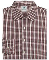 B by Brooks Brothers Men's Regular-Fit Spread Collar Tartan Plaid Dress Shirt