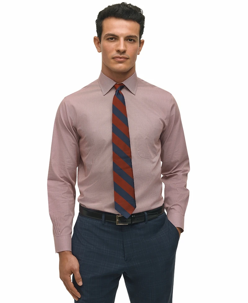 Brooks Brothers Men's Regular-Fit Spread Collar Micro-Houndstooth Dress Shirt