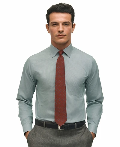 Brooks Brothers Men's Regular-Fit Spread Collar Micro-Houndstooth Dress Shirt