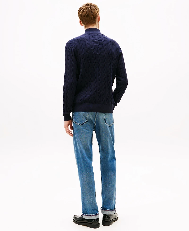 Tommy Hilfiger Men's Long-Sleeve Cable Knit Quarter-Zip Sweater