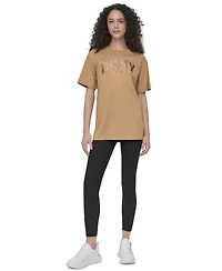 Dkny Sport Women's Varsity Satin Logo Oversized Cotton T-Shirt