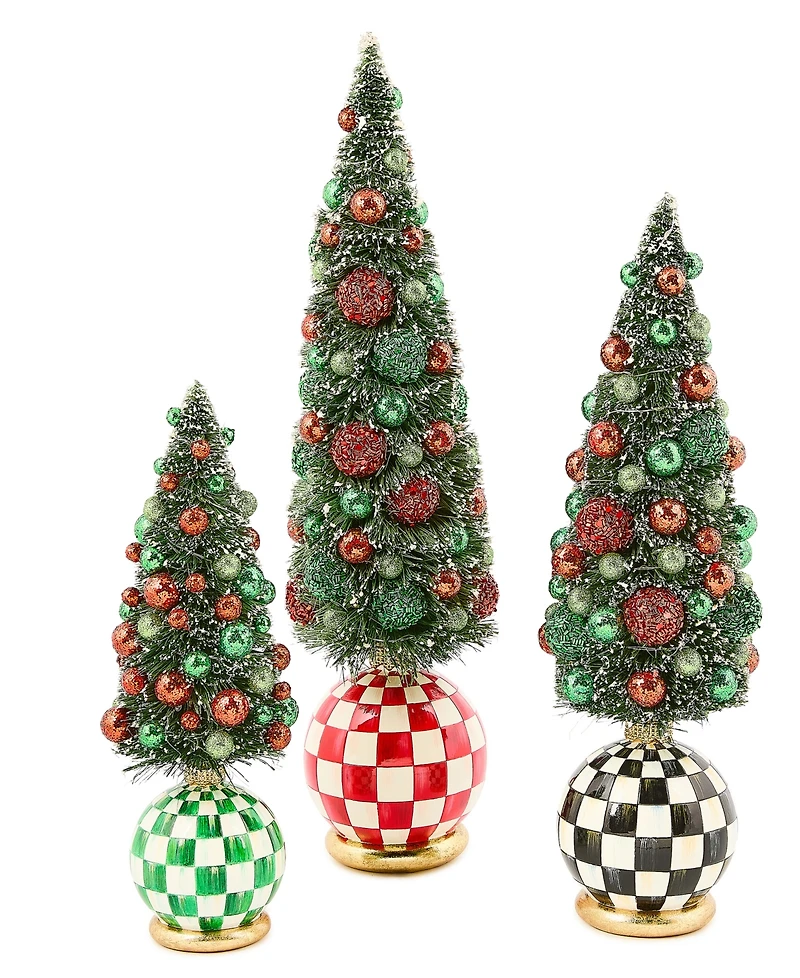 MacKenzie-Childs Courtly Check Illuminated Medium Bottle Brush Tree
