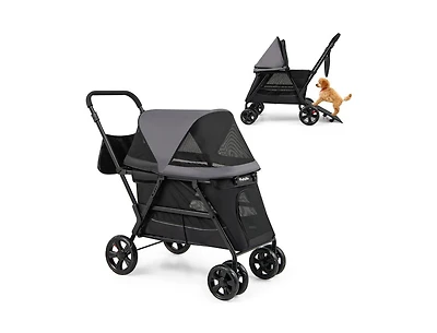 Akiudex dog stroller for medium small senior elderly dogs with dual entry