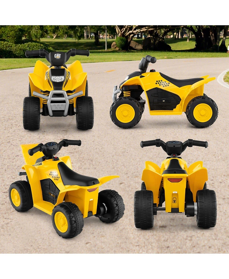 Gymax Cat Licensed Kids Ride on Atv with Horn Sound Led Headlight Foot Pedal