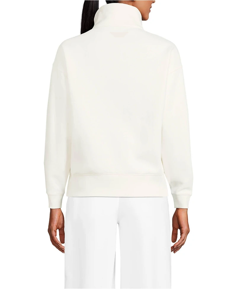 Lands' End Women's Serious Sweats Relaxed Long Sleeve Half Zip Sweatshirt - Set Top