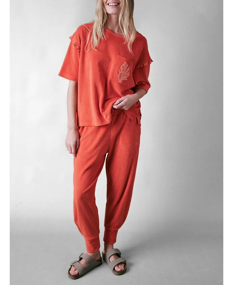 Cape Cove Women's Sea Coral Slim Terry Pant