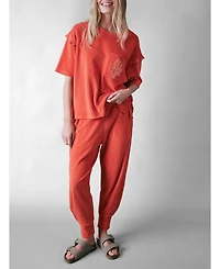 Cape Cove Women's Sea Coral Slim Terry Pant