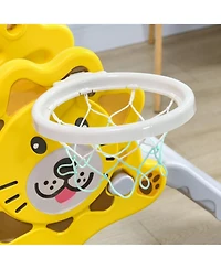 Cesicia 2 in 1 Toddler Slide for Indoors, Toy for Toddler, Easy Set Up Baby Slide with Basketball Hoop for Kids.